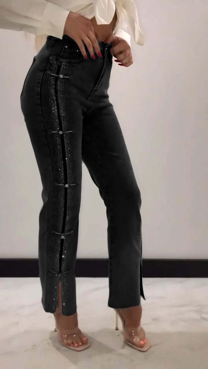 Női Hot Diamond Patchwork Design Slim Farmernadrág