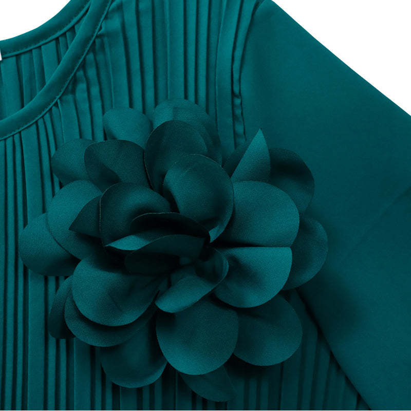 Női rakott, 3/4-es ujjú ruha övvel