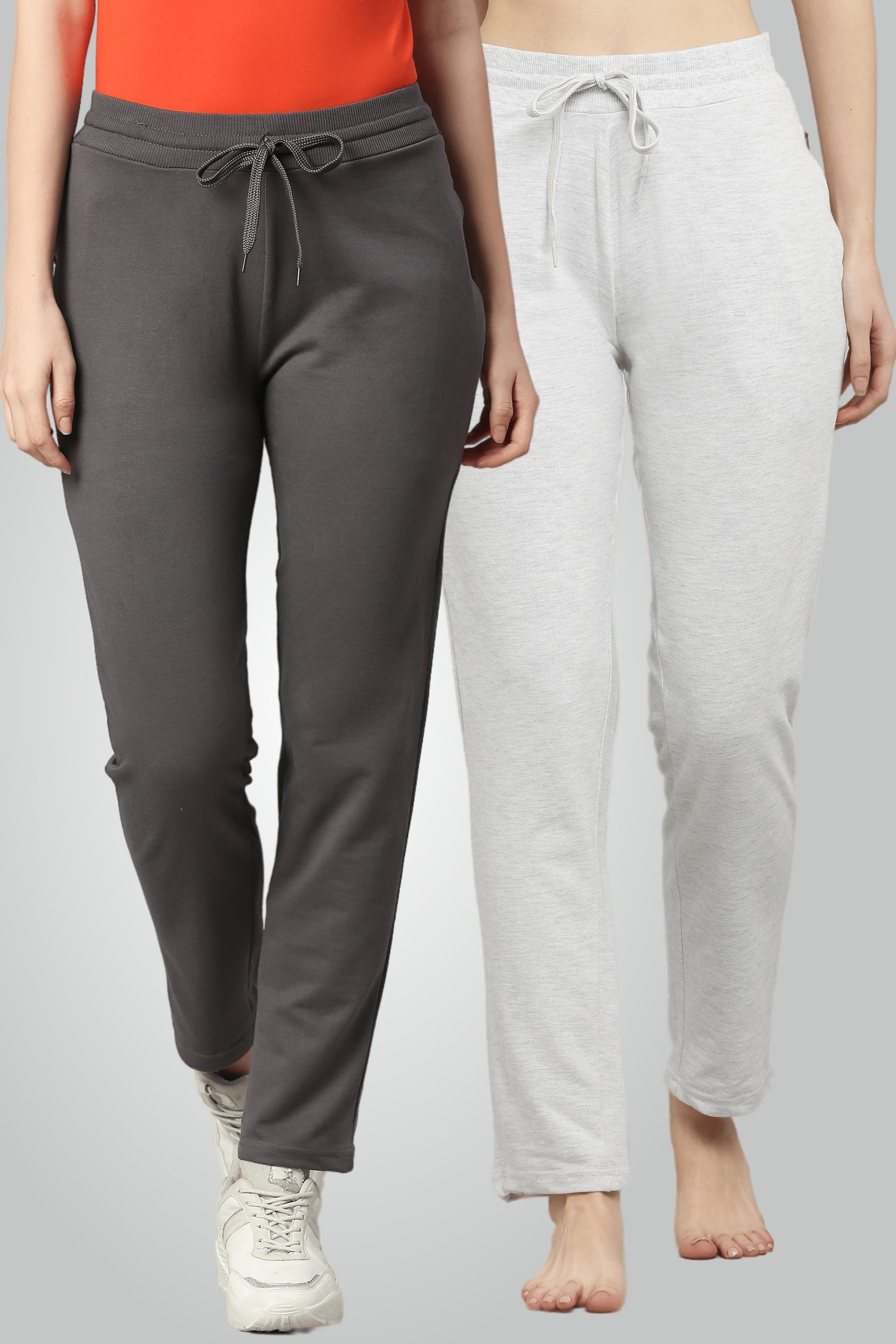 Szürke és melange szürke fésült pamut futónadrág nőknek