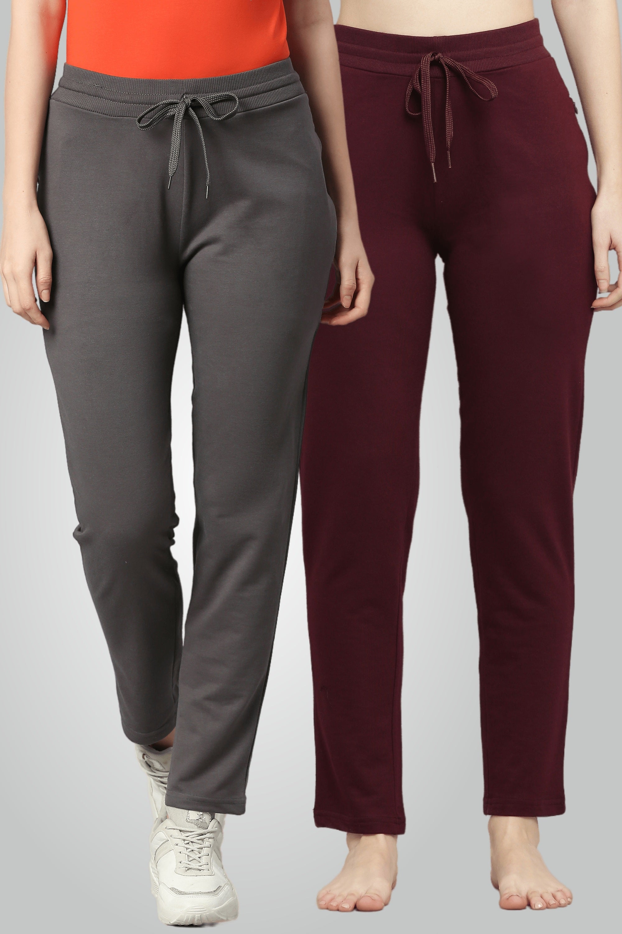 Szürke és bor fésült pamut úszónadrág nőknek