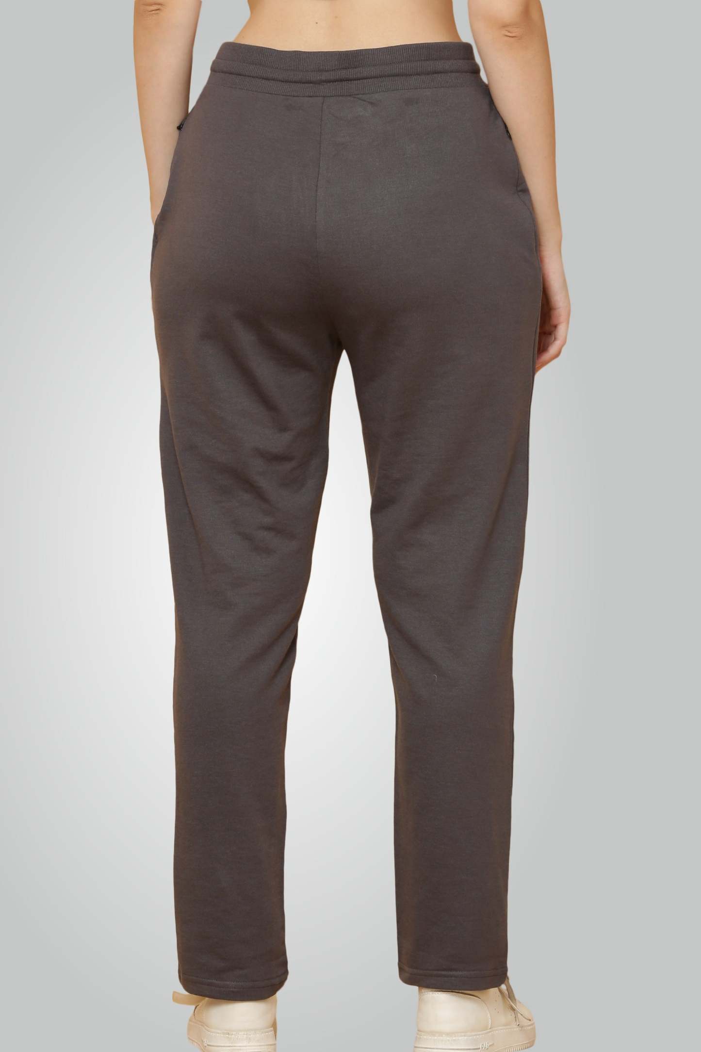 Szürke és sötétkék fésült pamut futónadrág nőknek