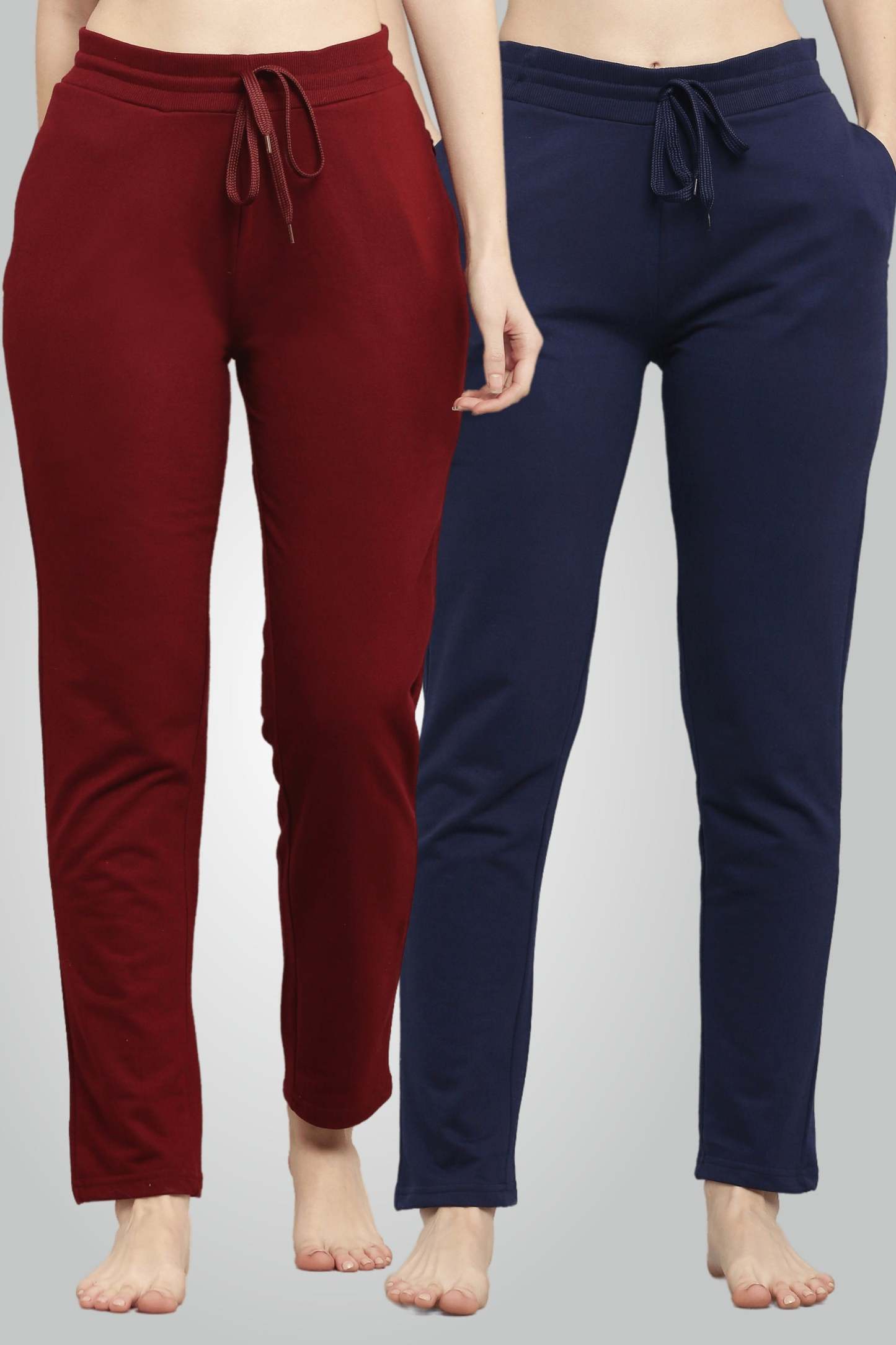 Gesztenyebarna és sötétkék fésült pamut úszónadrág nőknek