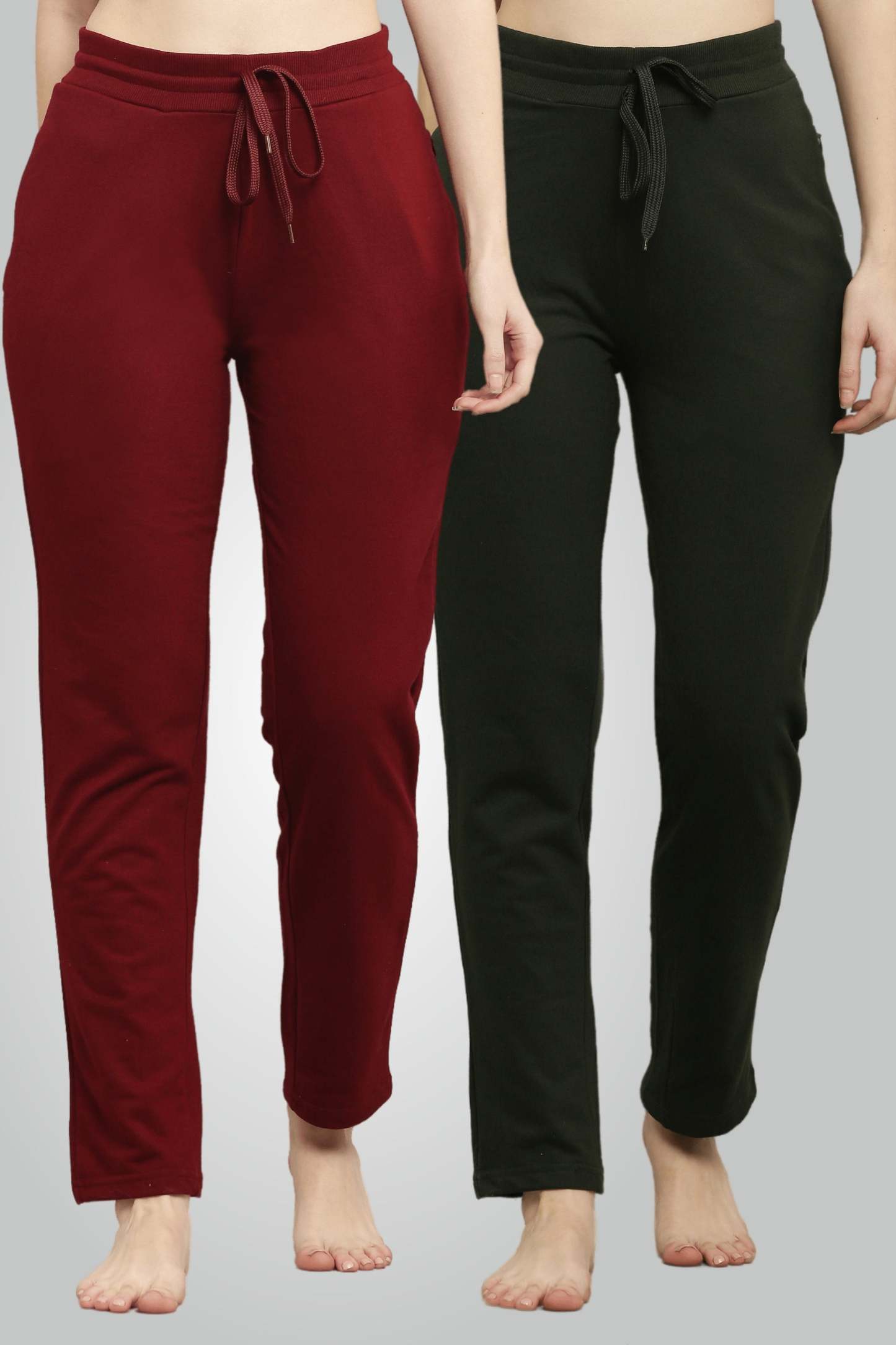 Gesztenyebarna és olívazöld fésült pamut úszónadrág nőknek