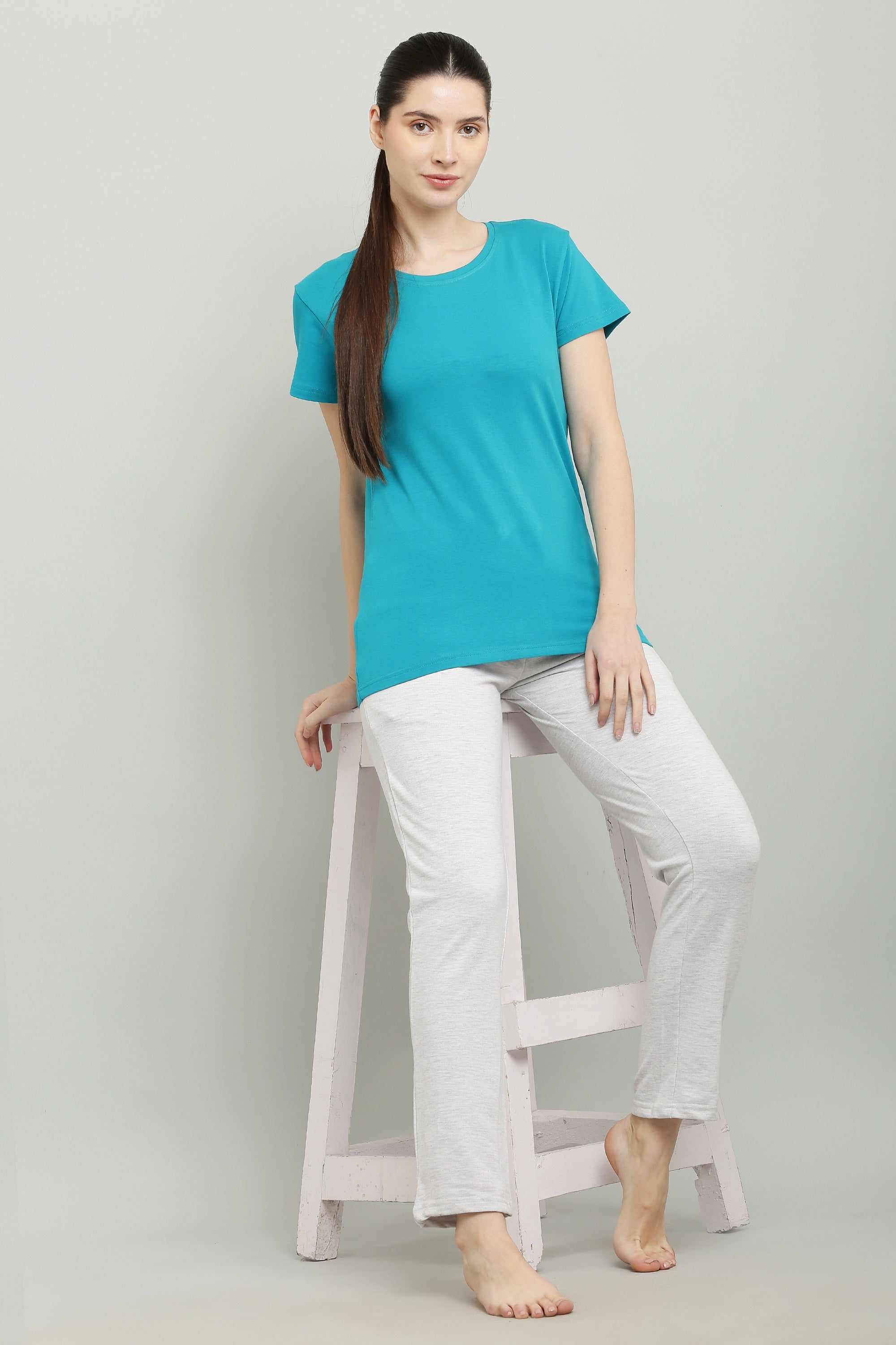 Fekete-melange szürke, fésült pamut úszónadrág nőknek