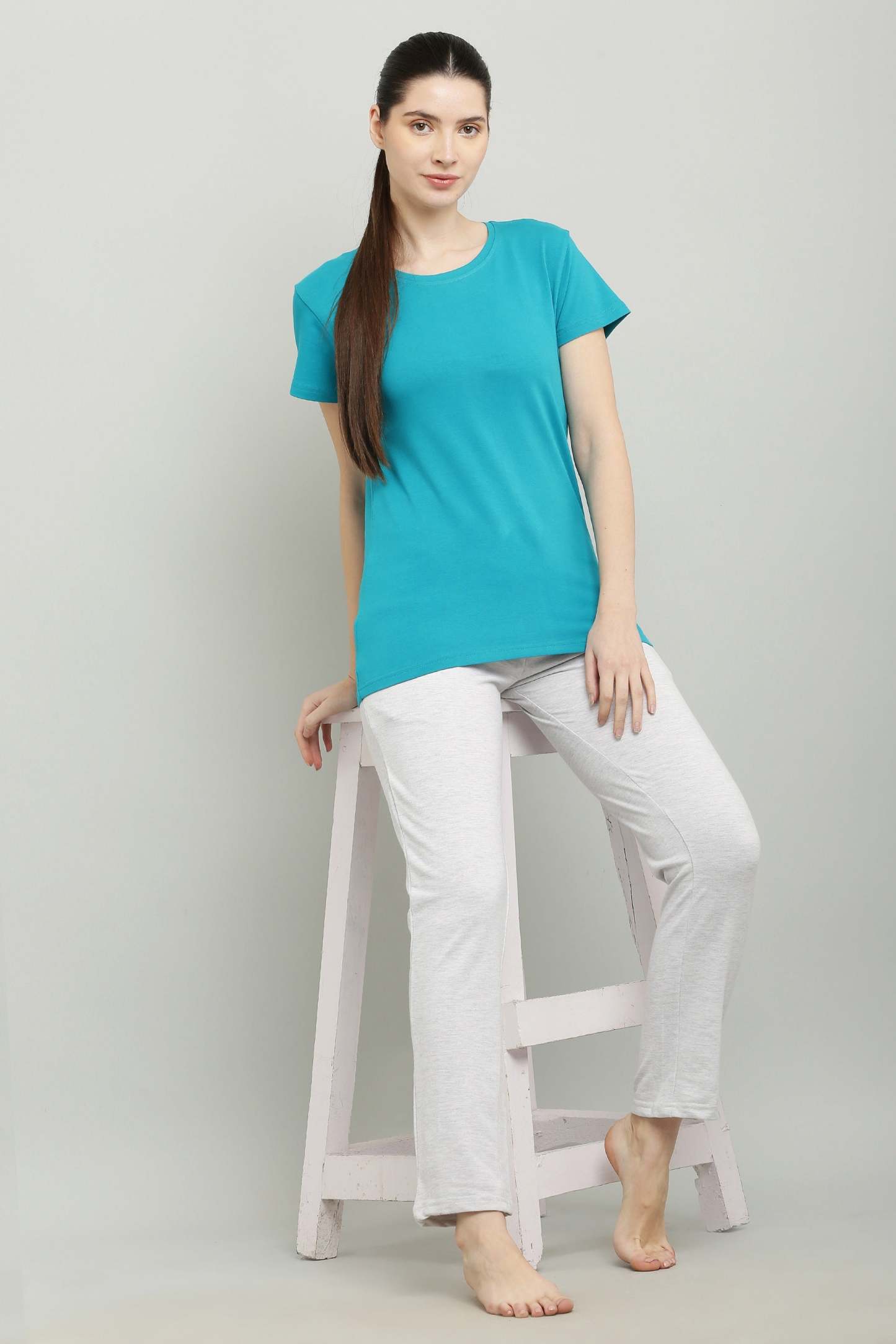 Fekete-melange szürke, fésült pamut úszónadrág nőknek