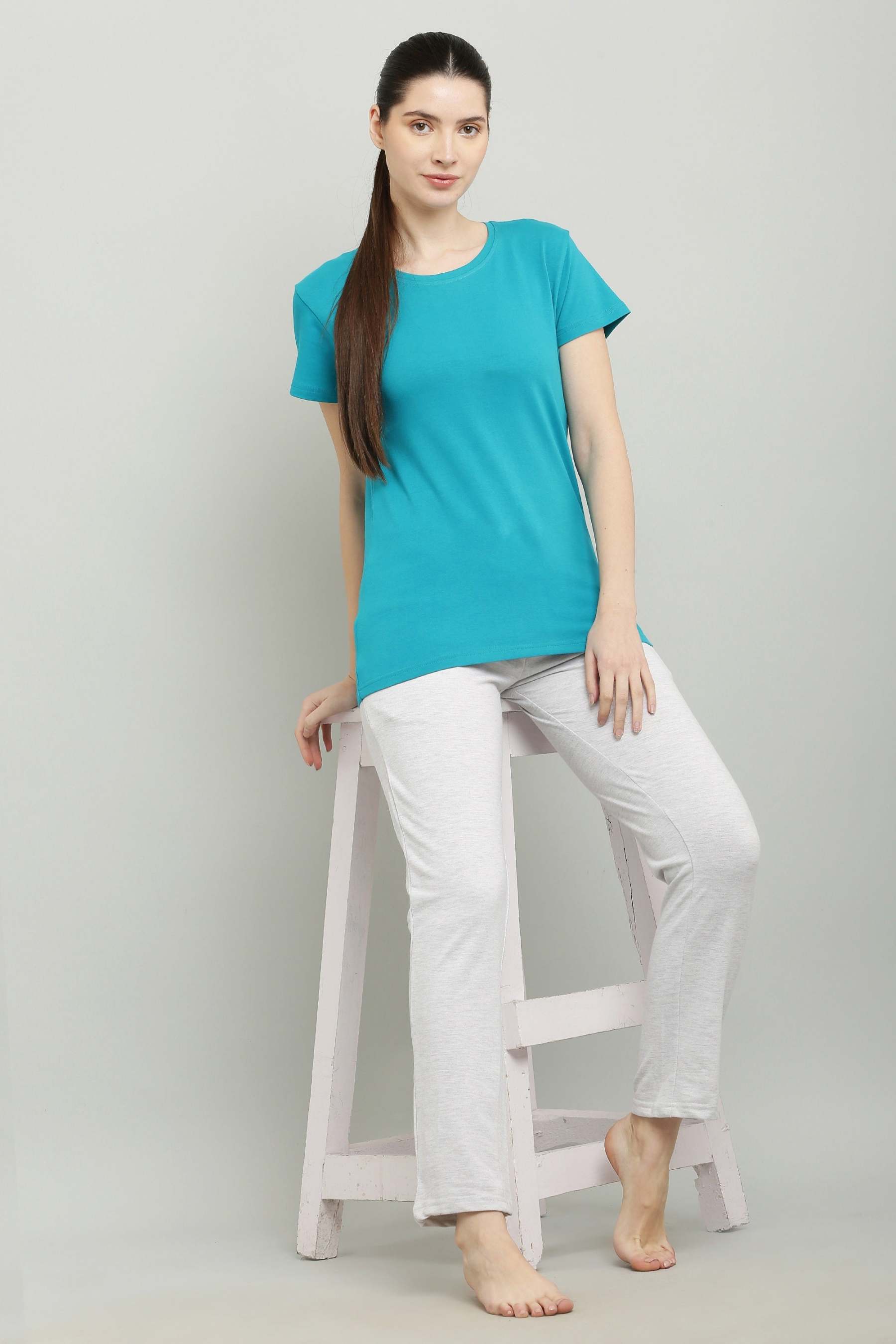 Fekete-melange szürke, fésült pamut úszónadrág nőknek