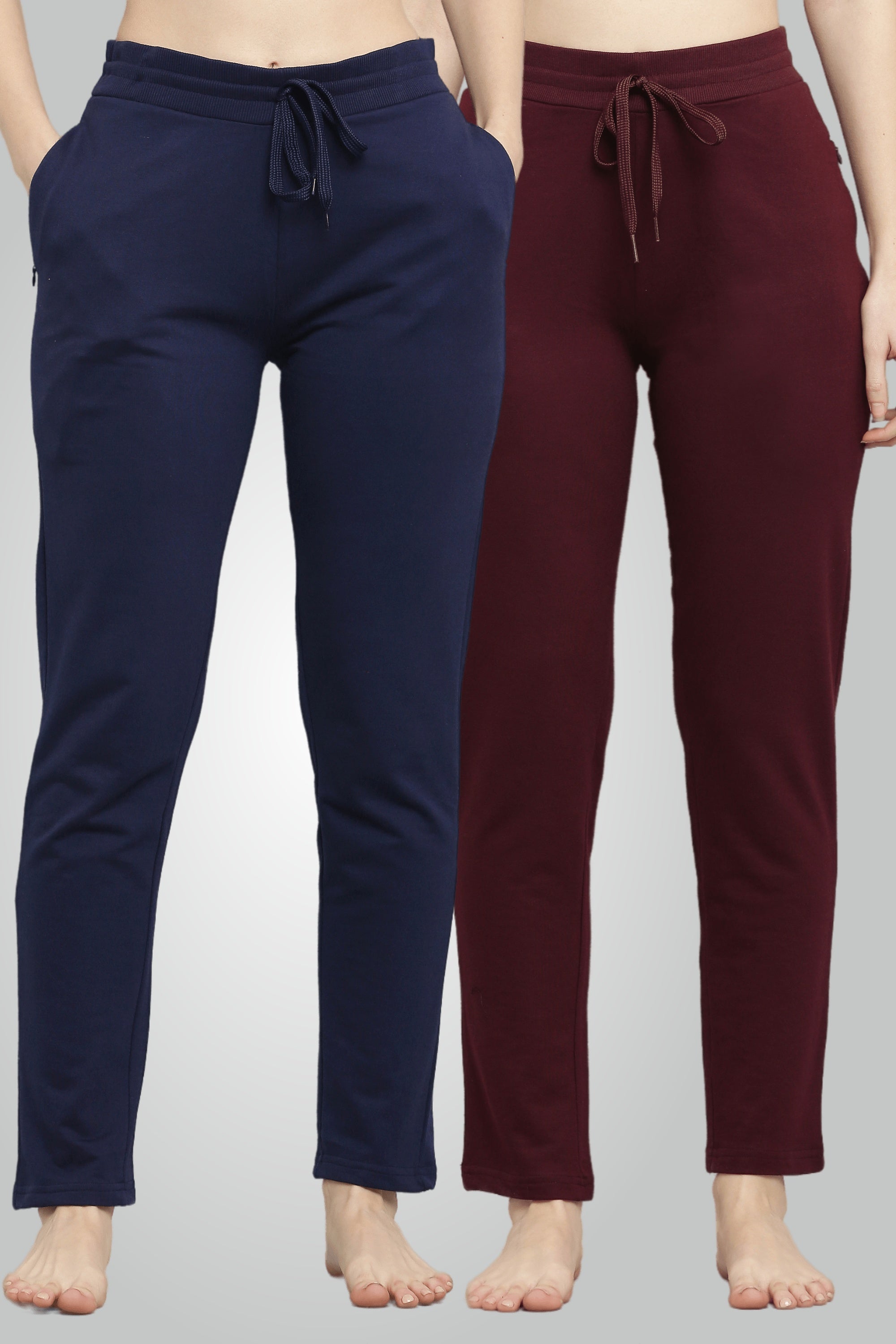 Sötétkék és boros fésült pamut úszónadrág nőknek