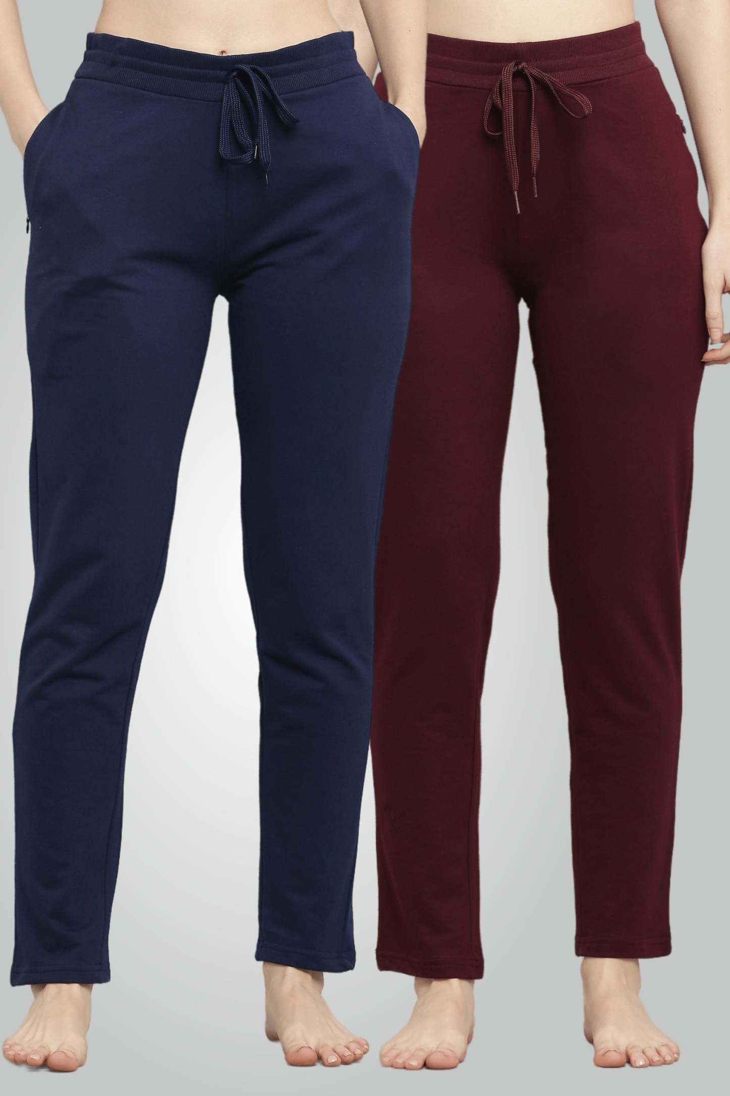 Sötétkék és boros fésült pamut úszónadrág nőknek