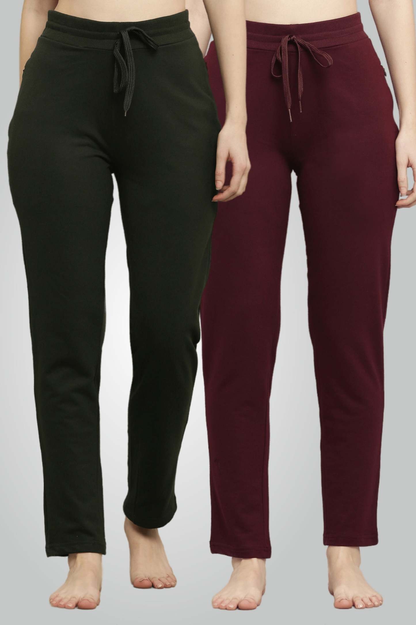 Olive Green & Wine fésült pamut úszónadrág nőknek