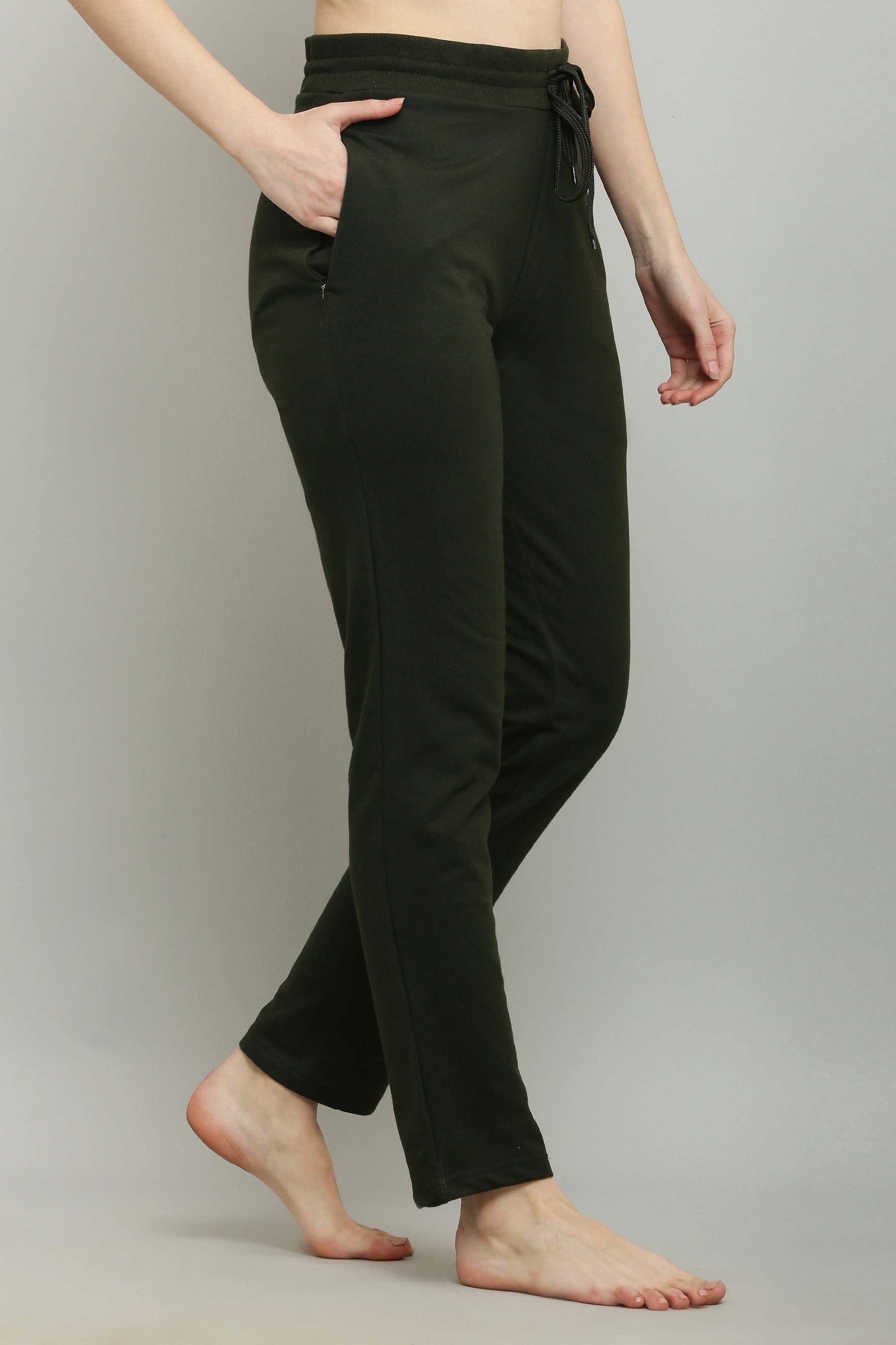 Fekete-olívazöld fésült pamut úszónadrág nőknek