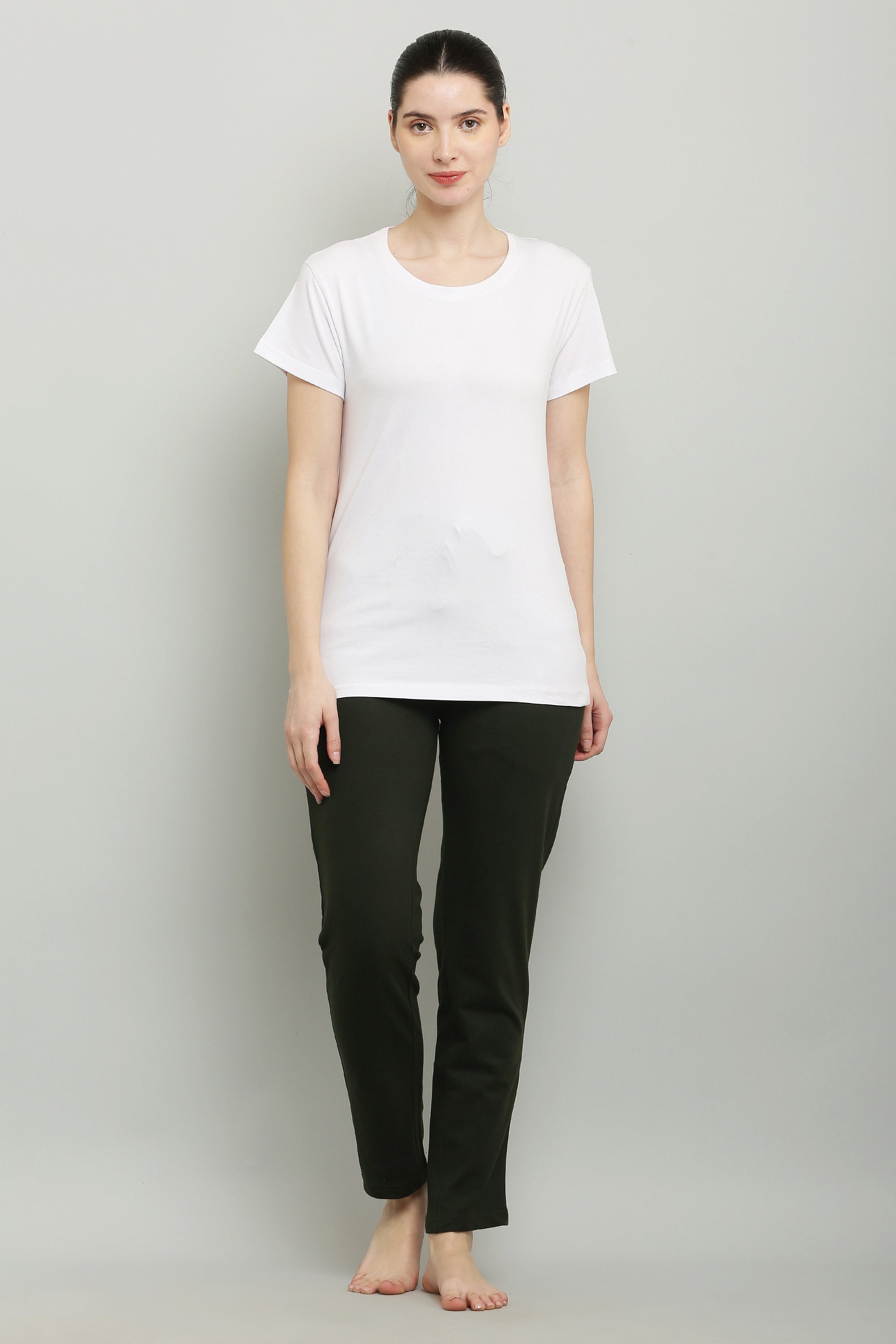 Fekete-olívazöld fésült pamut úszónadrág nőknek