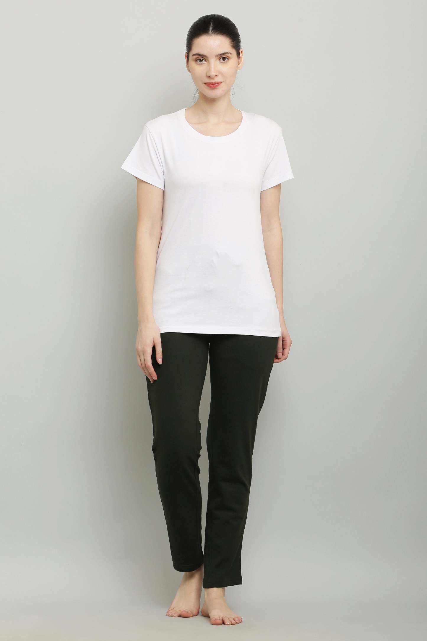 Fekete-olívazöld fésült pamut úszónadrág nőknek