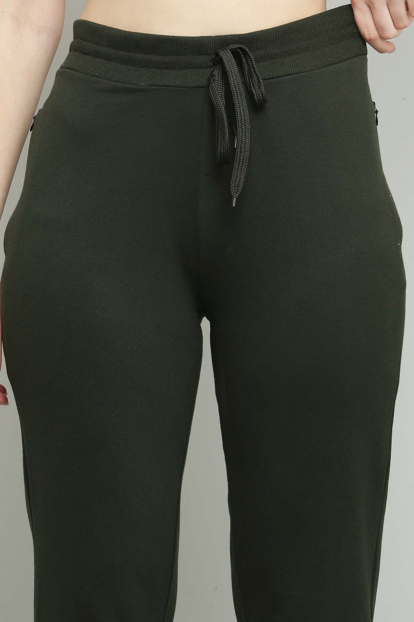 Fekete-olívazöld fésült pamut úszónadrág nőknek