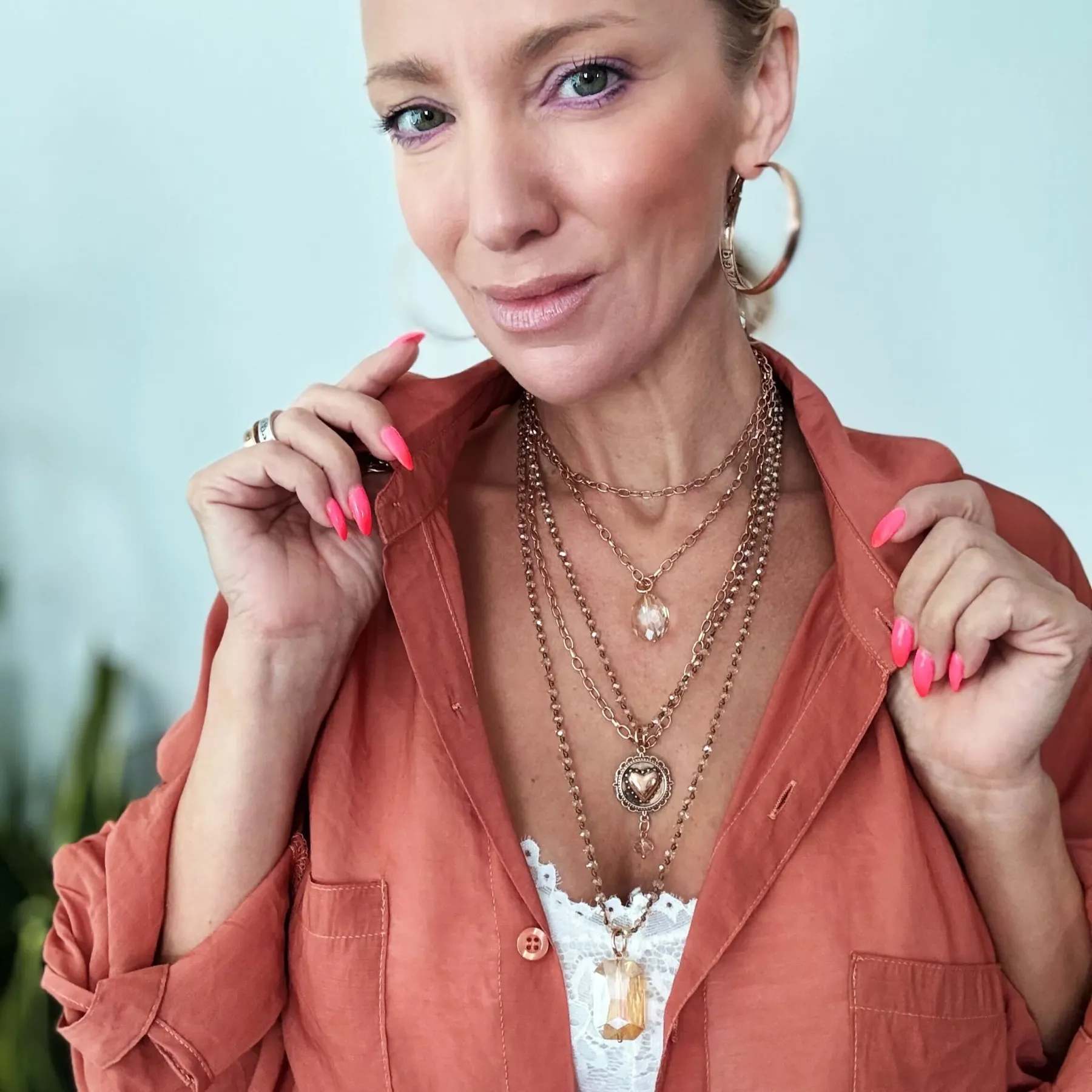 Set di collane con cuore e pietre preziose