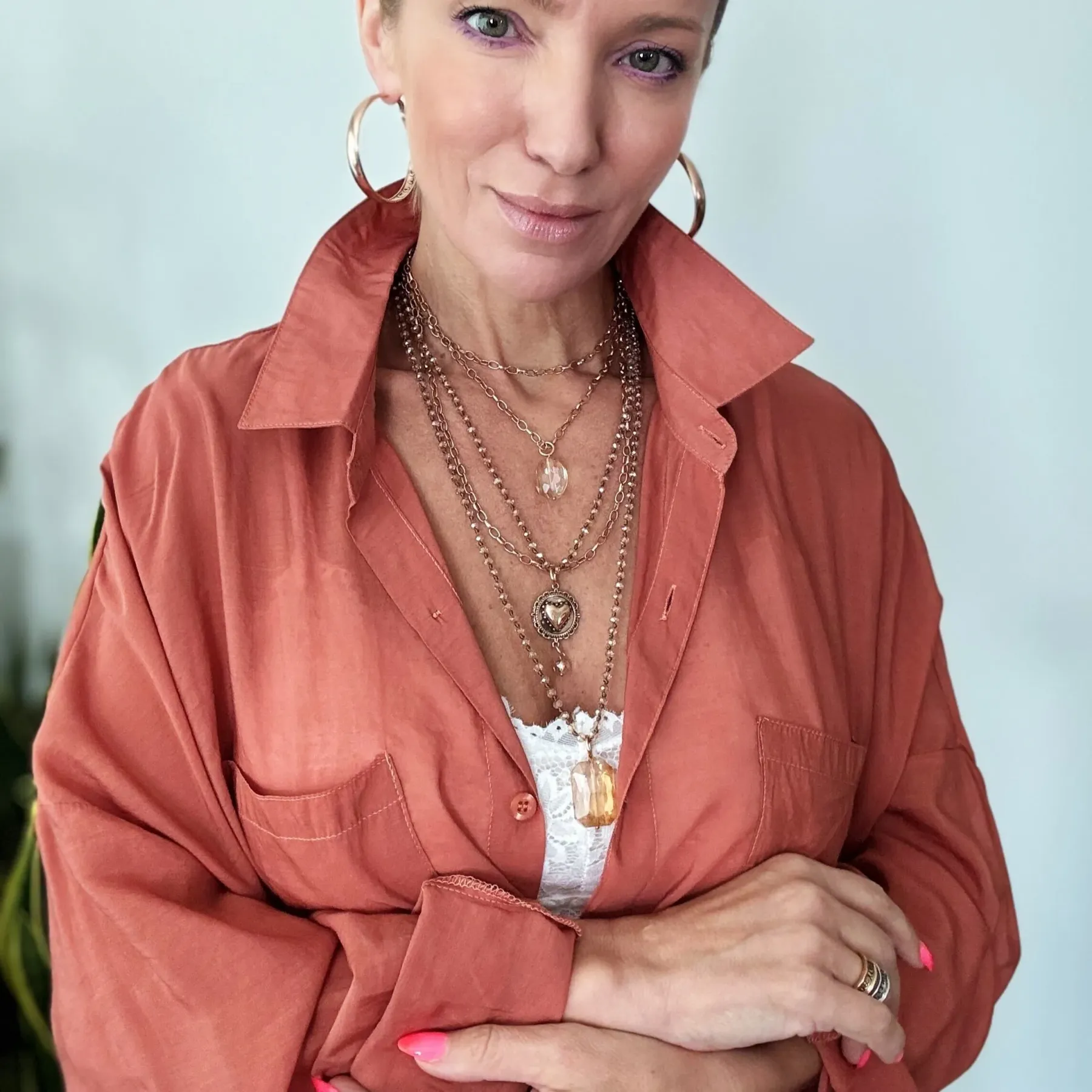 Set di collane con cuore e pietre preziose