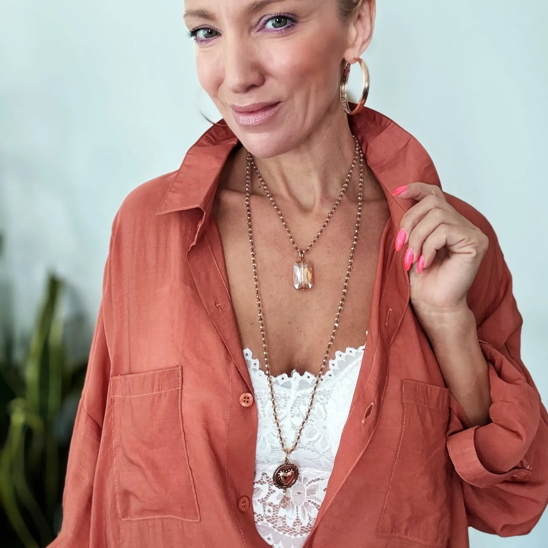 Set di collane con cuore e pietre preziose