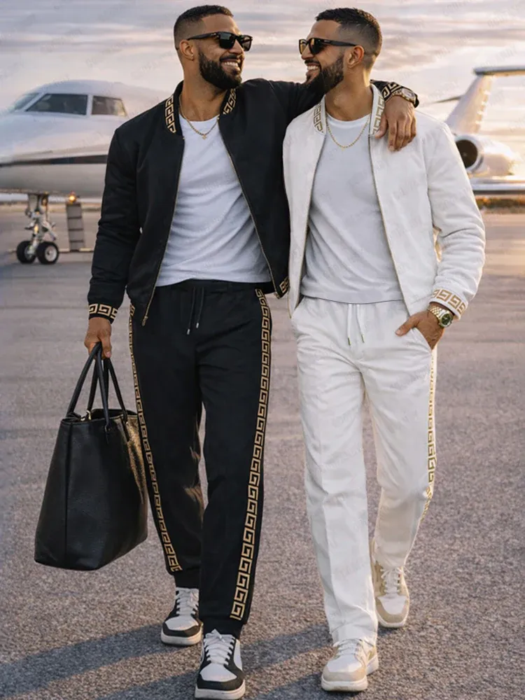 Luxus szalaggal illesztett dzseki és nadrág készlet