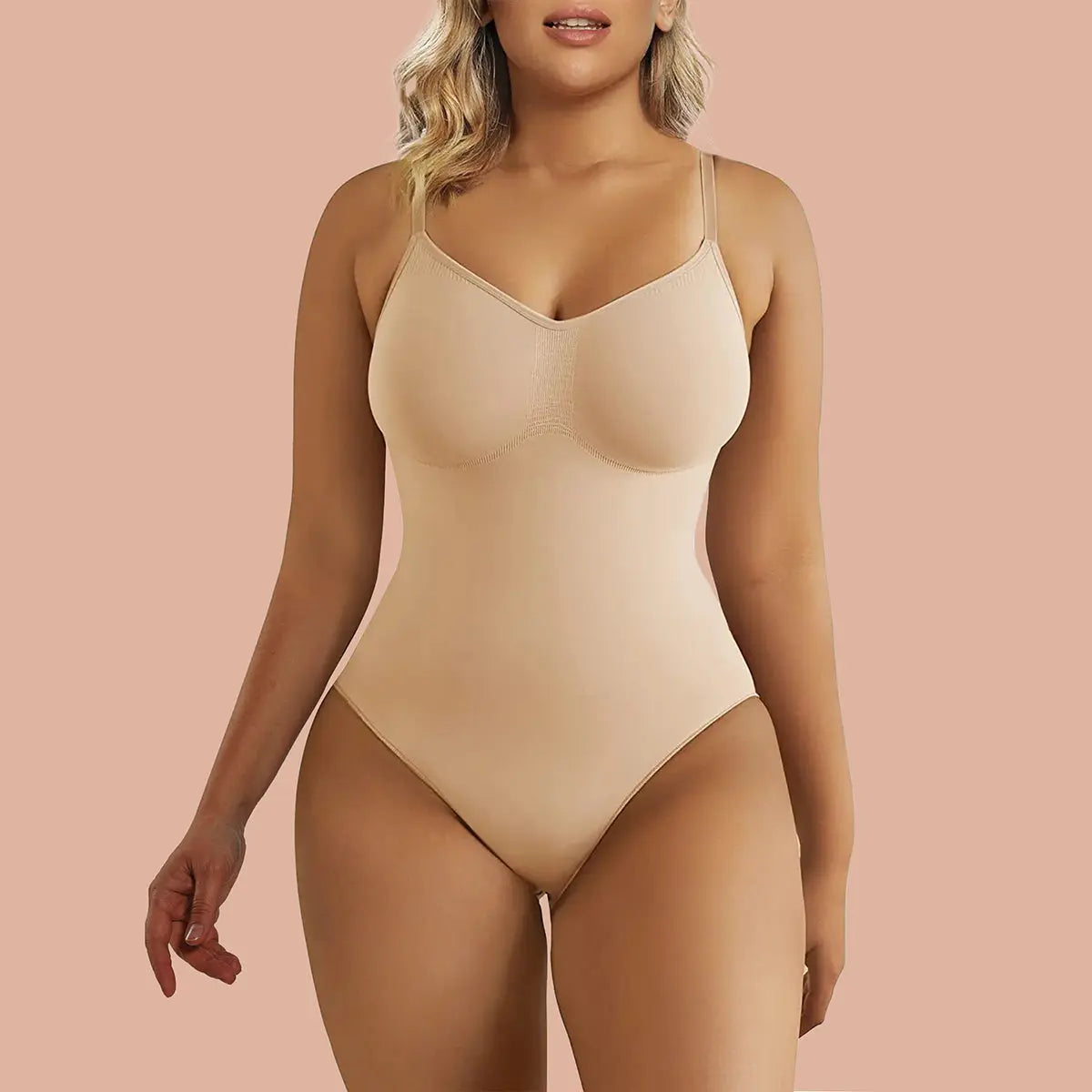 SHAPERX Tummy Control Shapewear Adjustable Straps Seamless Thong Body Shaper-SALLIBERTY