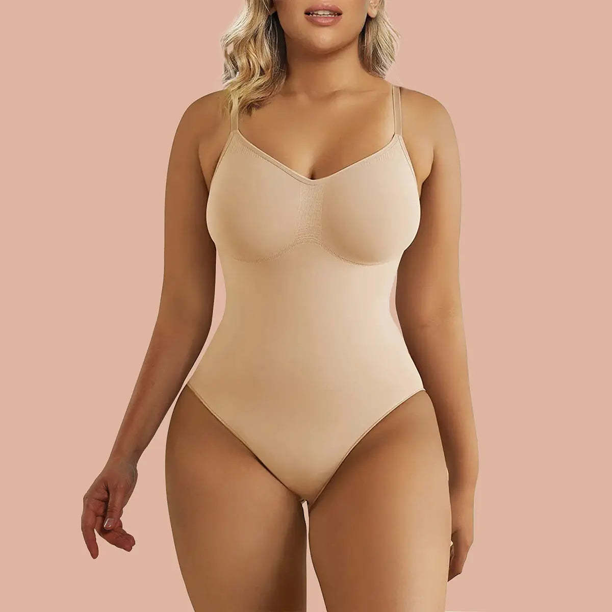 SHAPERX Tummy Control Shapewear Adjustable Straps Seamless Thong Body Shaper-SALLIBERTY