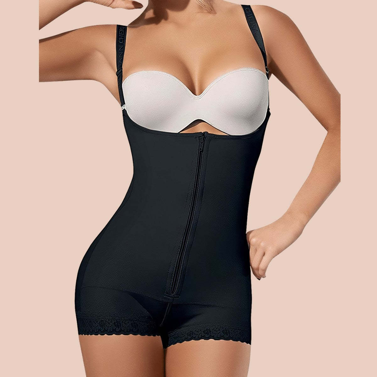 SHAPERX Tummy Control  Shapewear Bodysuit Body Shaper with Zipper-SALLIBERTY