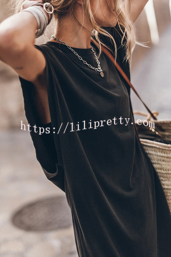 Abszolút kényelmes pamutkeverék denevérszárnyú bő póló miniruha