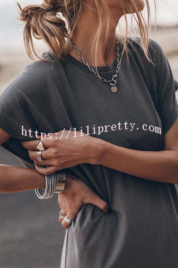 Abszolút kényelmes pamutkeverék denevérszárnyú bő póló miniruha