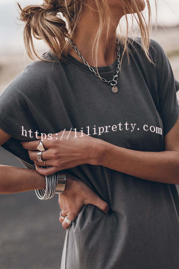 Abszolút kényelmes pamutkeverék denevérszárnyú bő póló miniruha