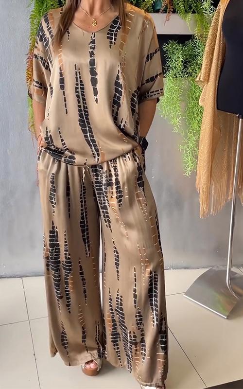 🙆‍♀️Satin alkalmi Crew Neck Kétrészes öltöny