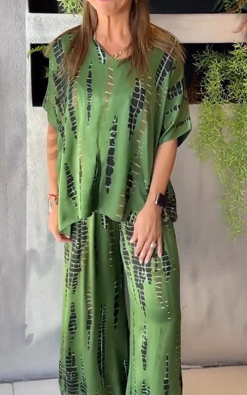 🙆‍♀️Satin alkalmi Crew Neck Kétrészes öltöny