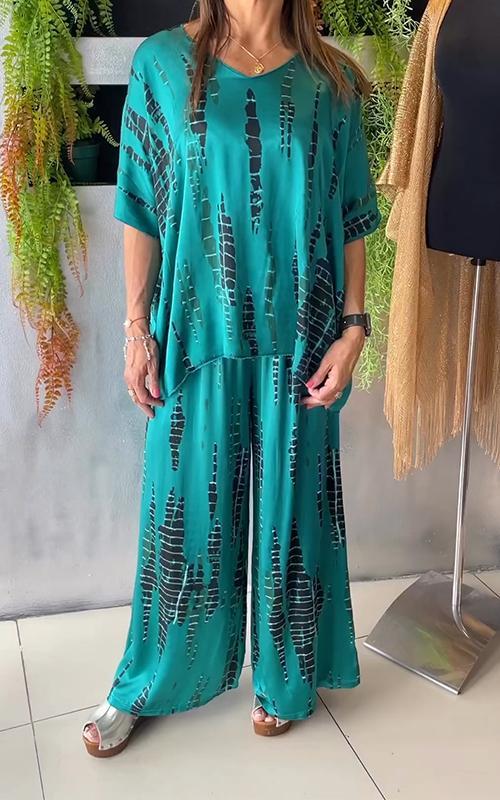 🙆‍♀️Satin alkalmi Crew Neck Kétrészes öltöny