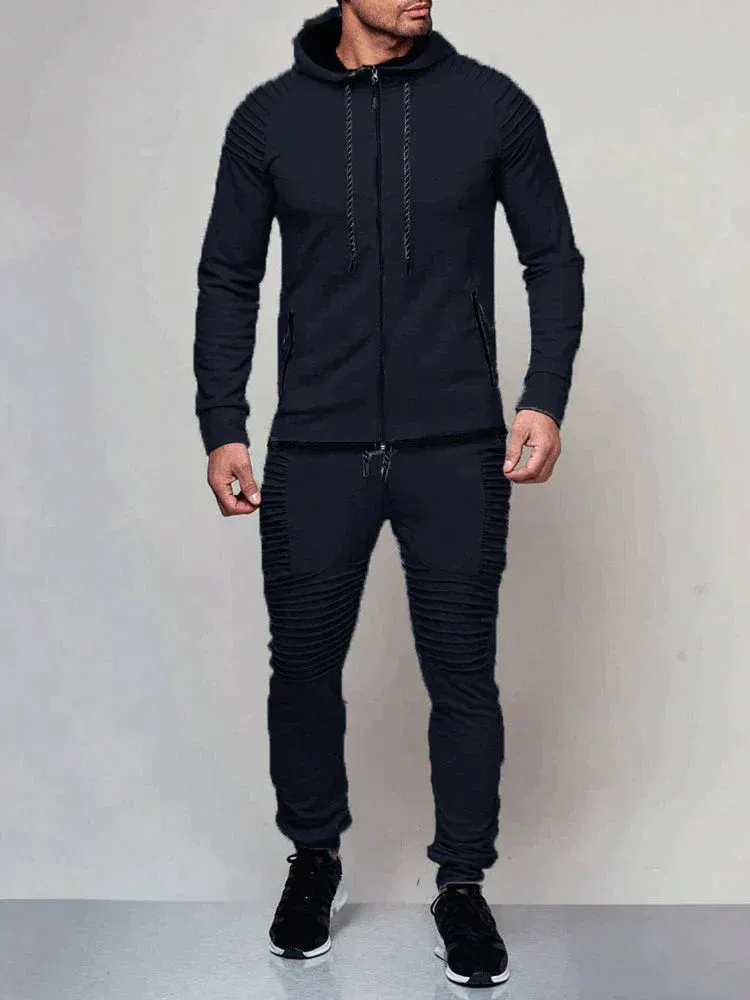 Férfi egyszínű melegítőruha kültéri tevékenységekhez