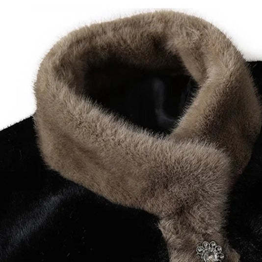 Női luxus műbársony középhosszú kabát