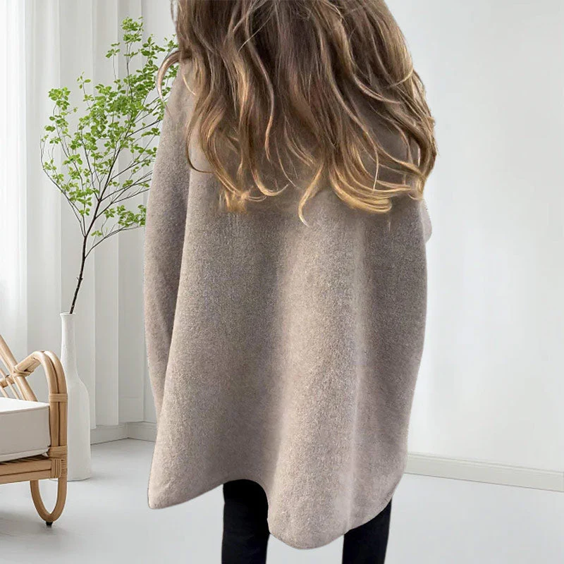 Női kapucnis kötött dzseki plüss gallérral