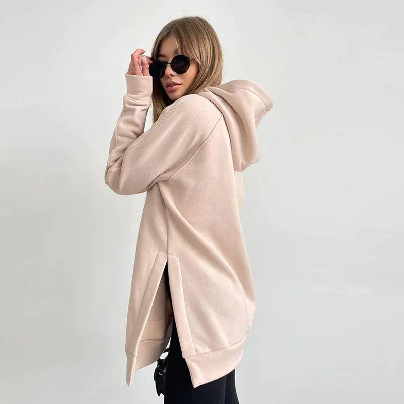 Női lezser, túlméretezett kapucnis pulóver