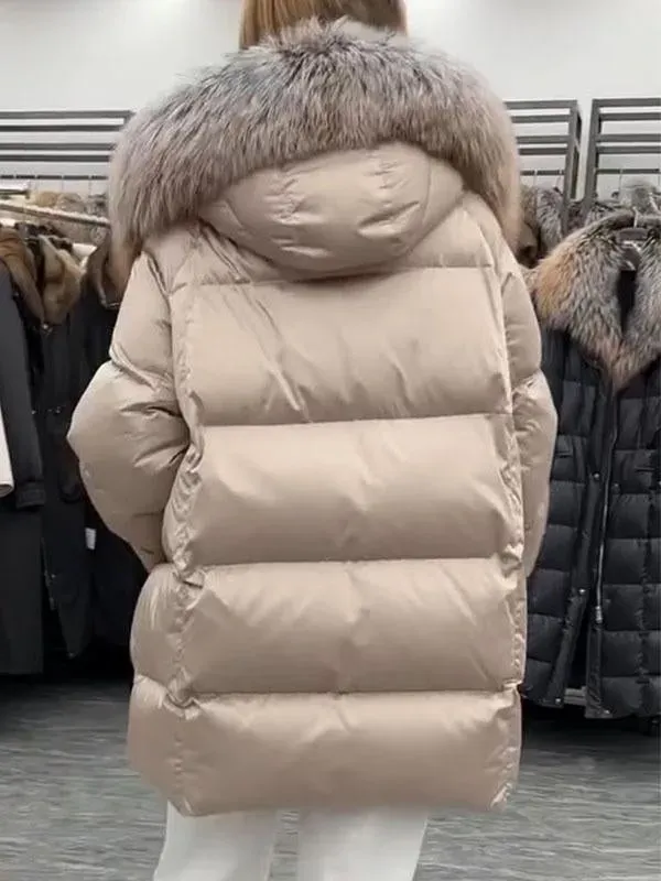 Női vastag polárgalléros kapucnis pehelykabát