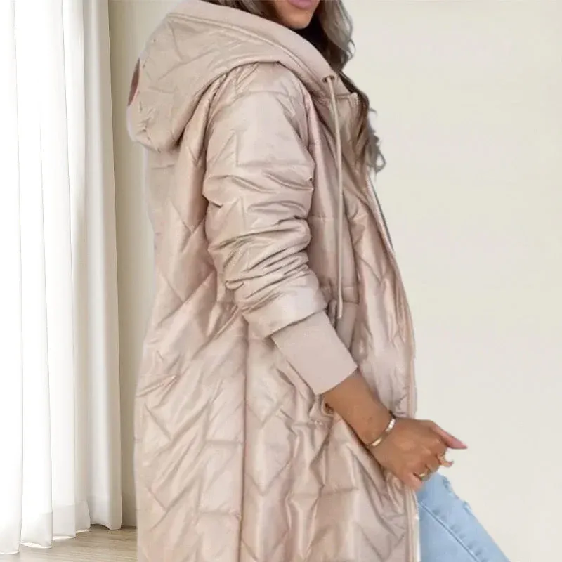 Női fehér libapehól kapucnis kabát