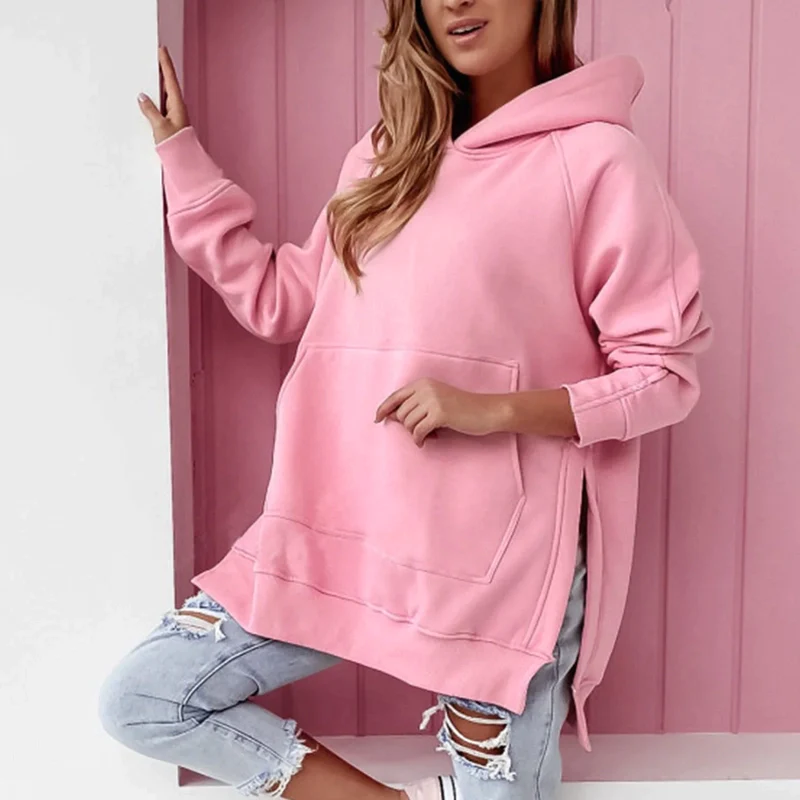 Női lezser, túlméretezett kapucnis pulóver