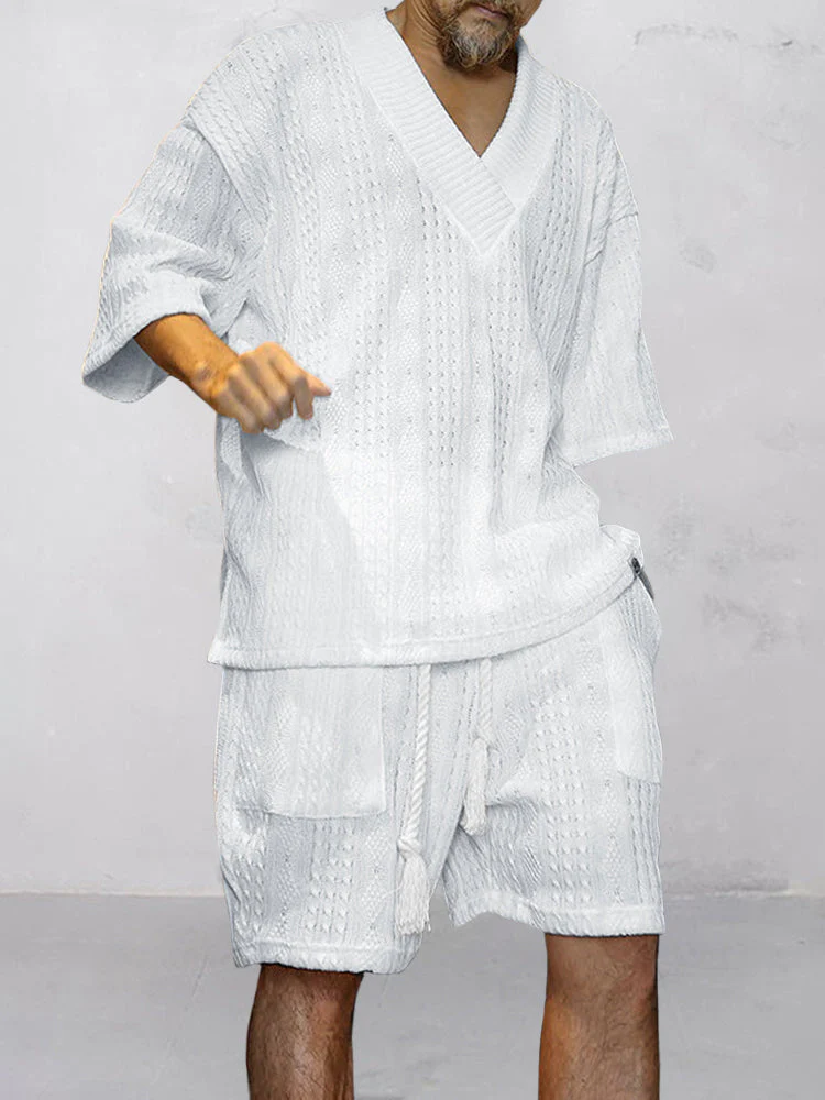 Légáteresztő, kétrészes, laza kötésű szett