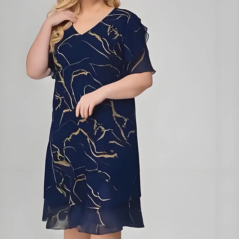 Elegáns arany csíkos fodros ruha