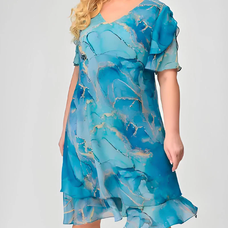 Elegáns arany csíkos fodros ruha