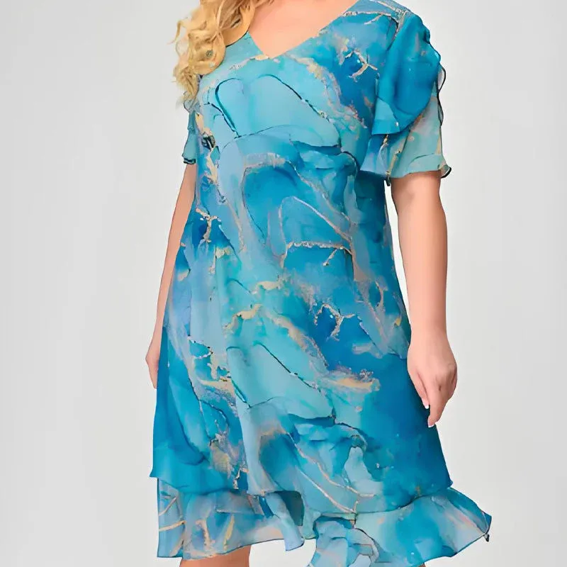 Elegáns arany csíkos fodros ruha