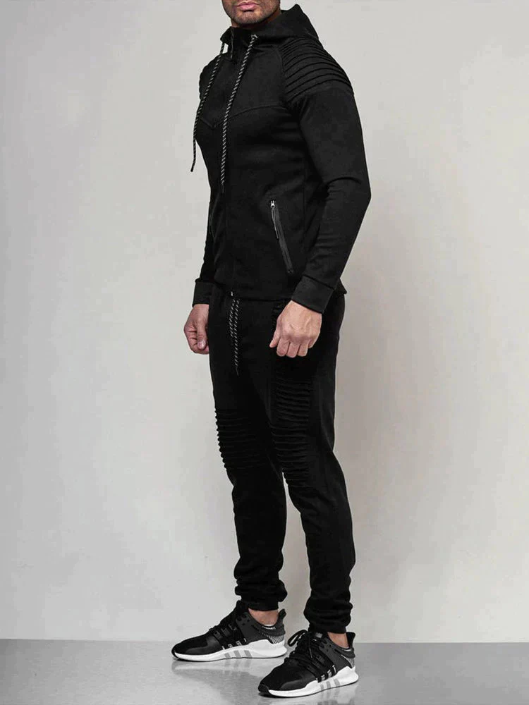 Férfi egyszínű melegítőruha kültéri tevékenységekhez