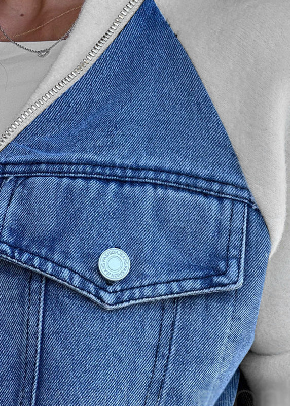 Női lezser cipzáras zsebes farmerdzseki