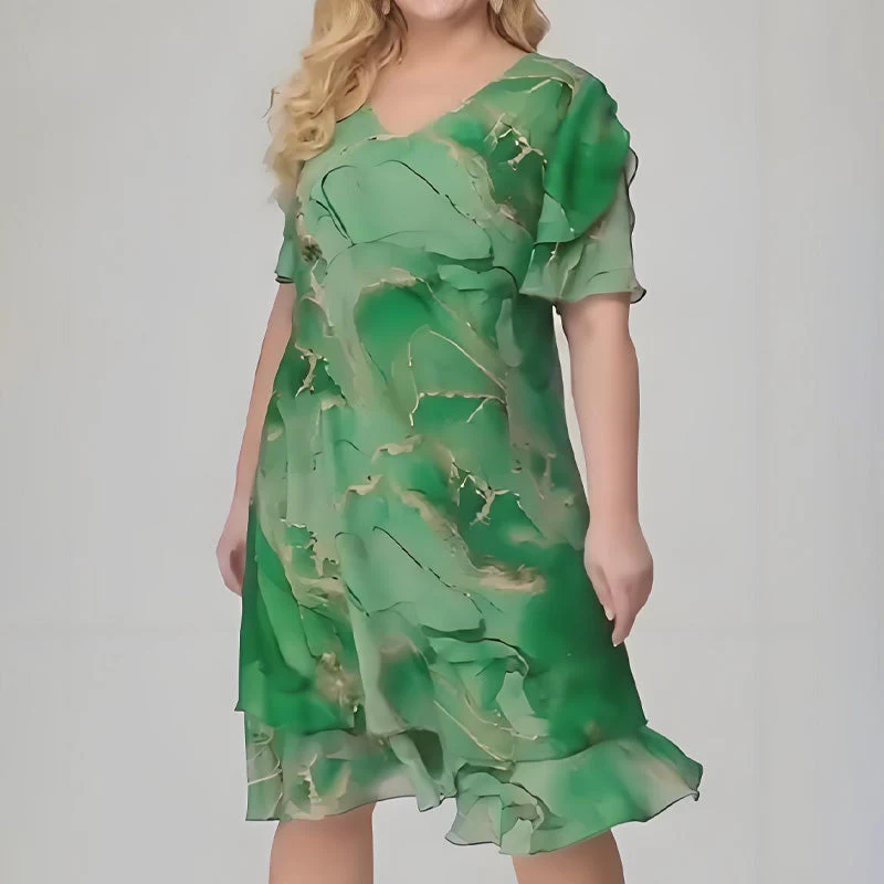 Elegáns arany csíkos fodros ruha