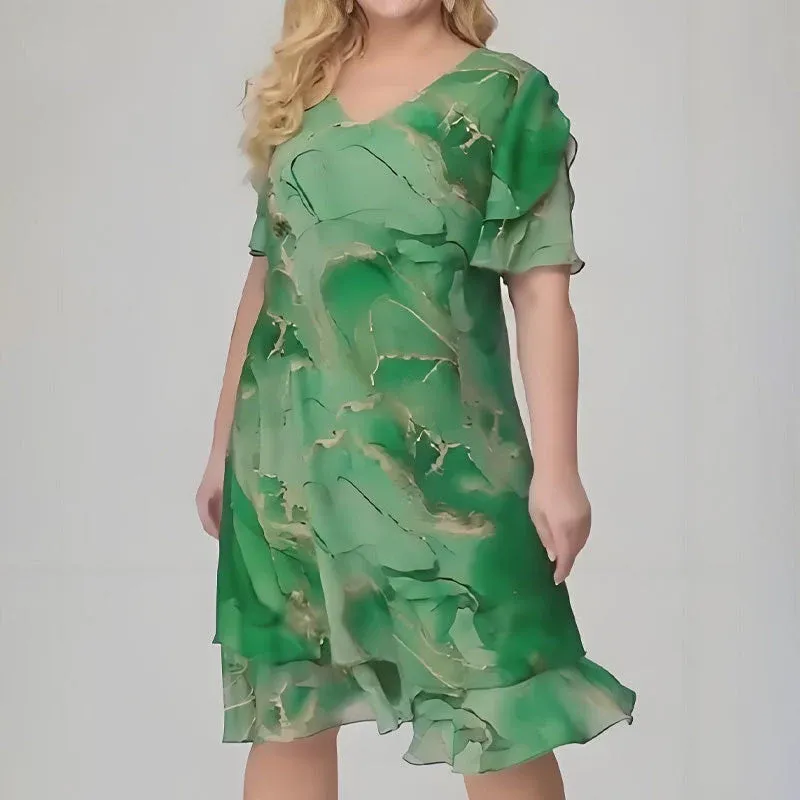 Elegáns arany csíkos fodros ruha