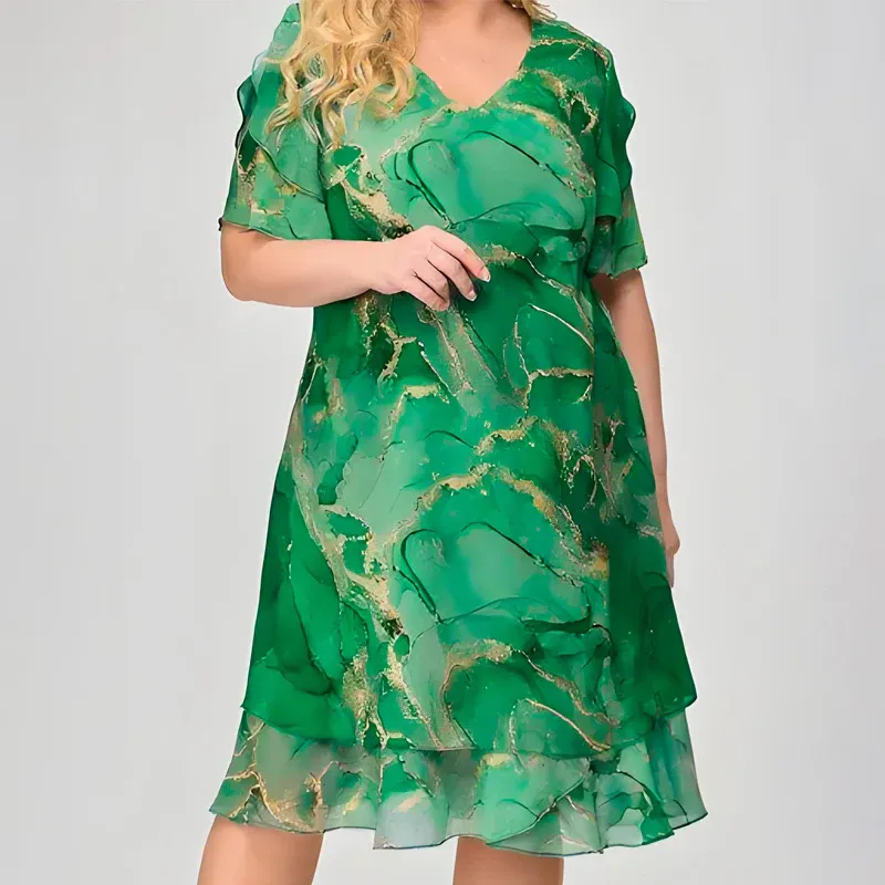 Elegáns arany csíkos fodros ruha