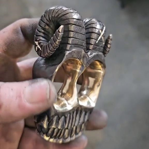 Handmade Ram Horn Skull Knuckles