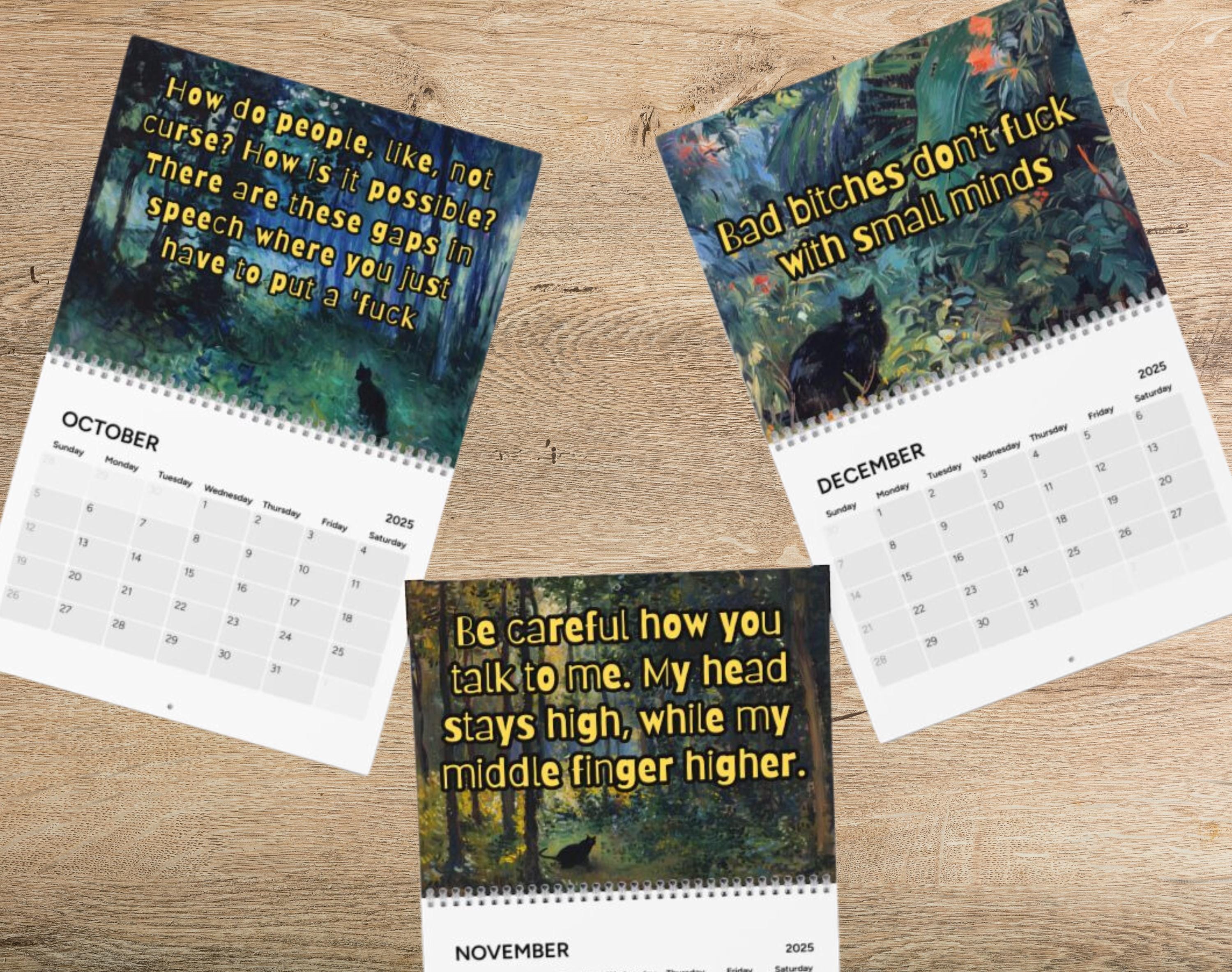 2025 Bad Bitch Cat Quotes Calendar