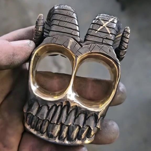 Handmade Ram Horn Skull Knuckles