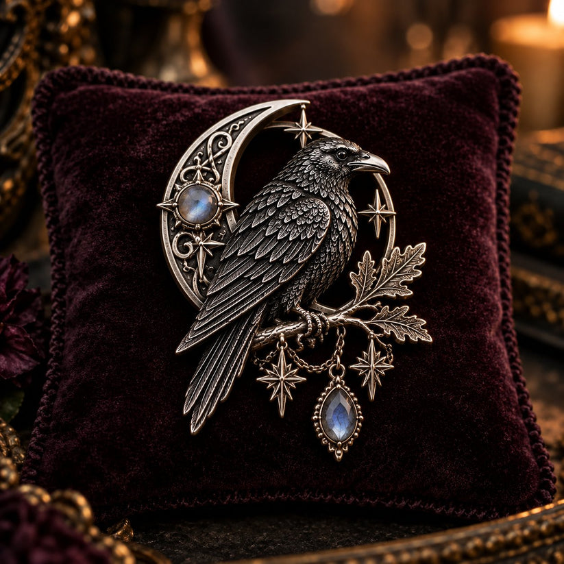 🐦‍⬛ Gothic Celtic Raven Brooch – Dark Academia Statement Pin